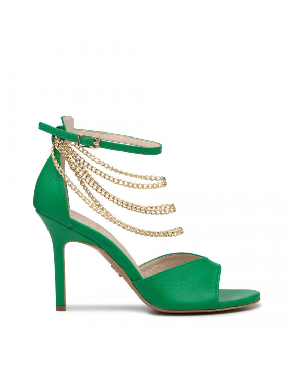 Green coloured sandals with chain