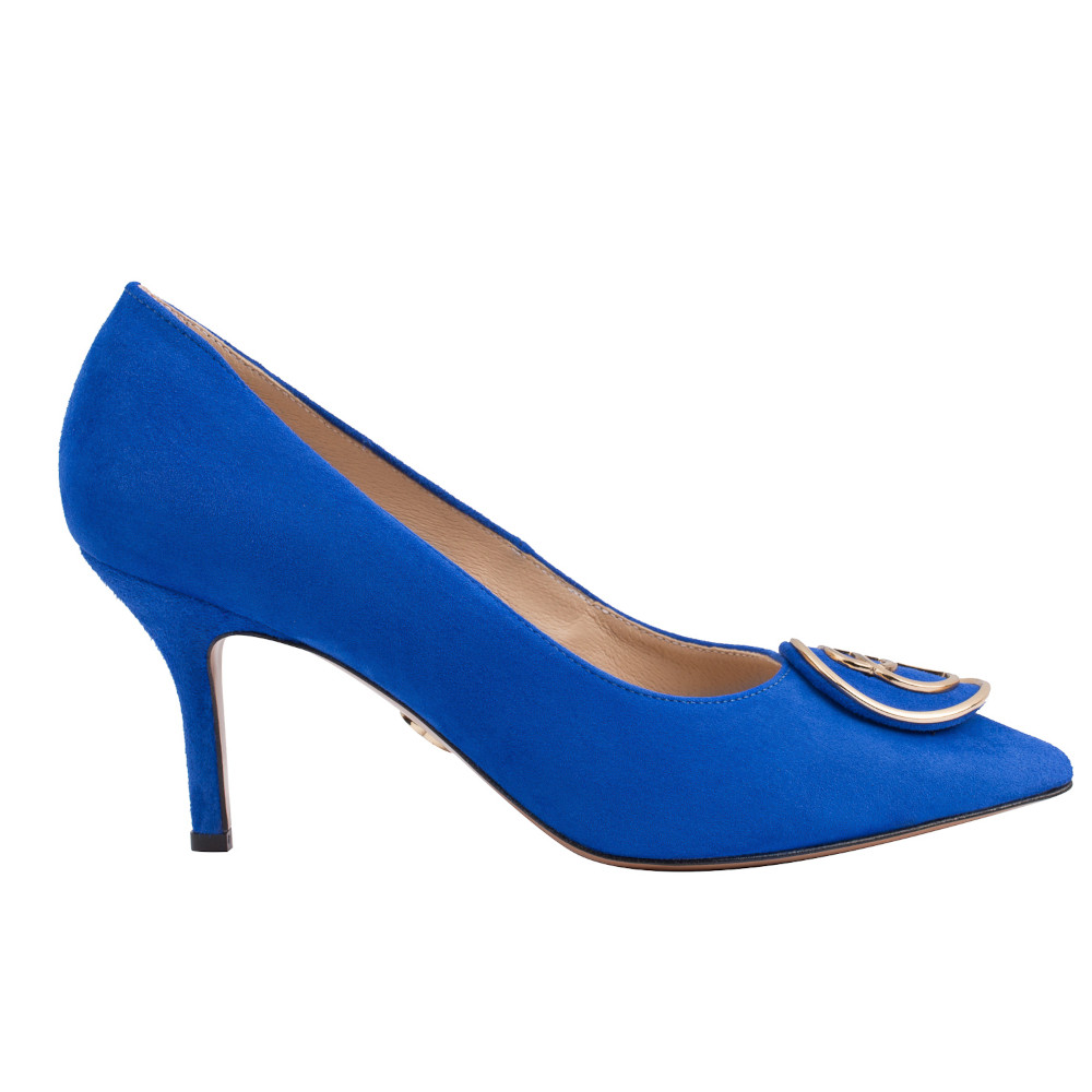 Blue Slingback Heels with Asymmetric Bow | Bella Belle-gemektower.com.vn