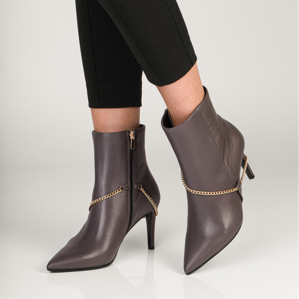 Gray ankle boots