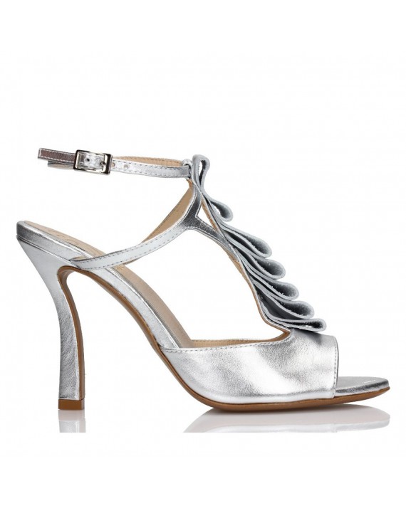 Silver colored sandals